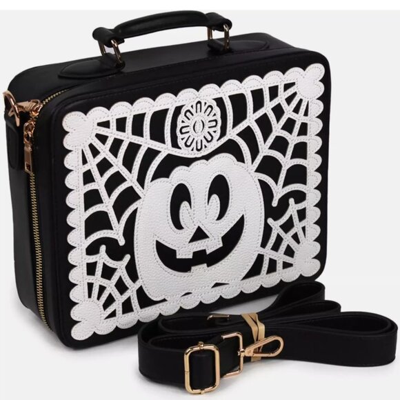 Backstitch Bruja Handbags - NEW Backstitch Bruja MexiWeen Bag Black White Pumpkin Halloween Spooky Crossbody